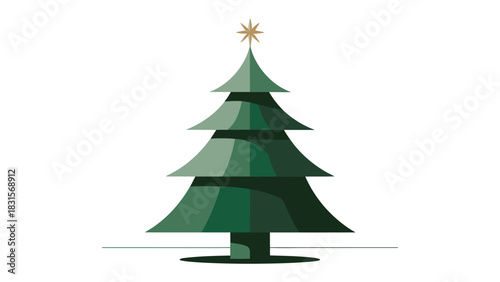 Evergreen Festive Tree: A simple, festive evergreen tree stands tall, its classic design a beacon of holiday spirit. A solitary star adorns the top.