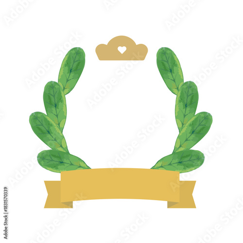 月桂樹ランキング＿王冠とリボンイラスト3