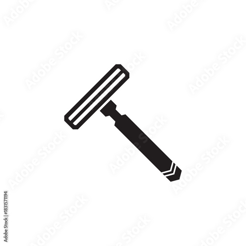 A minimalist black line drawing of a classic safety razor, symbolizing grooming, shaving tools, and vintage-style personal care. Perfect for barbershop graphics, hygiene icons, and clean modern design