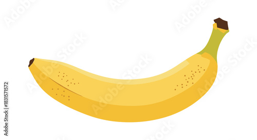 A bright yellow, ripe banana, a popular and healthy fruit often enjoyed as a snack, shown on a clean white background.