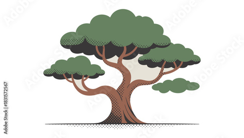 Nature's Design: A simplified illustration of a tree showcasing organic forms, inviting contemplation and evoking a sense of tranquility.