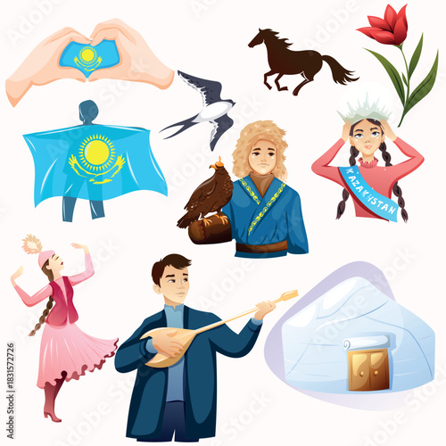 kazakh stickers set
