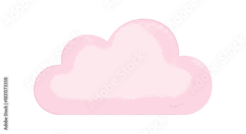 A soft, pastel pink cloud illustration with a gentle gradient, floating serenely on a clean white background, perfect for whimsical designs.
