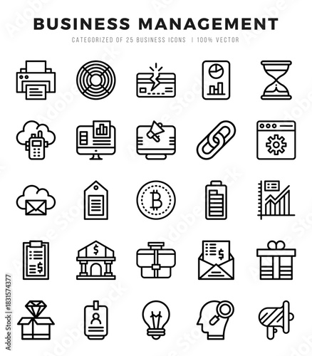 Business Management Icon Pack 25 Vector Symbols for Web Design.