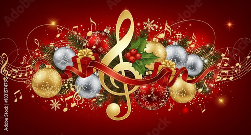 christmas background with baubles and stars