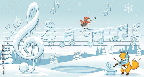 treble clef with music notes