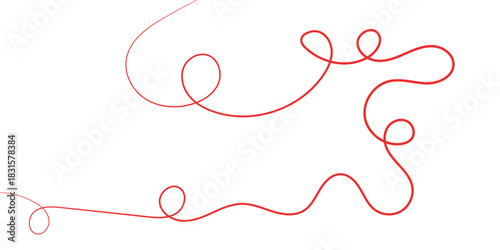 A thin red line creating a series of intricate loops and curves on a clean white background.