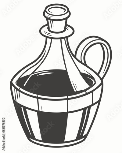 Wine carafe vintage vector illustration
