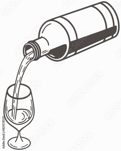 Wine being poured from bottle into glass