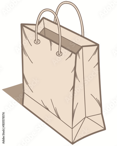 A simple illustration of a paper shopping bag with handle 