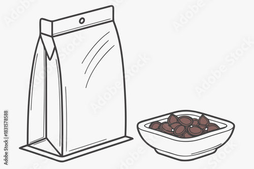 Coffee beans package with bowl