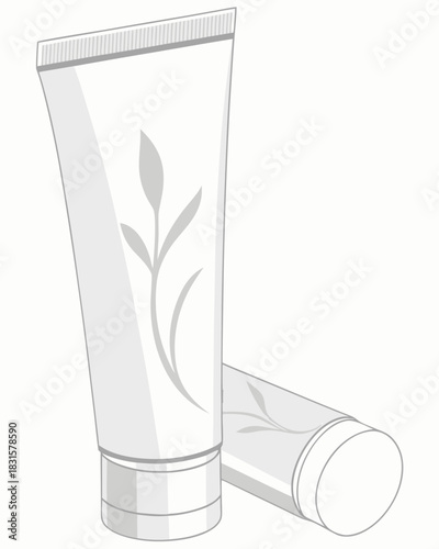 Skincare product tube illustration on bright background