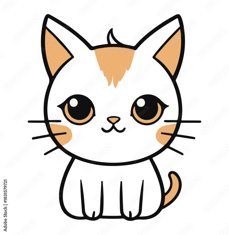 Fototapeta premium simple orange cat sitting vector illustration