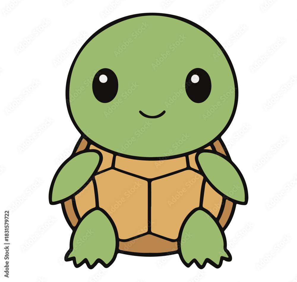 Fototapeta premium cartoon standing turtle vector illustration on white background