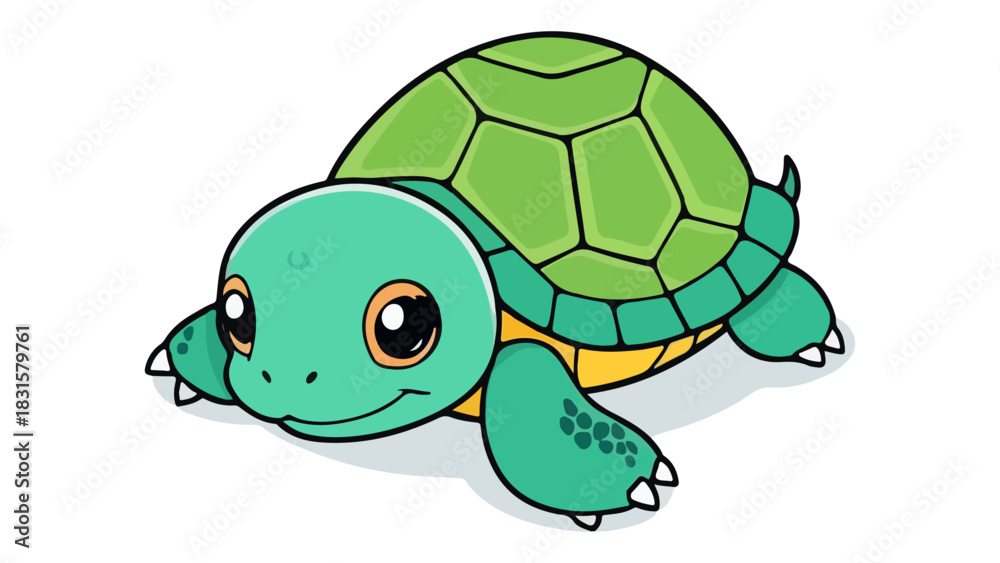Fototapeta premium cartoon cute smiling turtle vector illustration