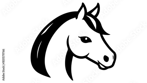 simple horse head shape vector black and white silhouette