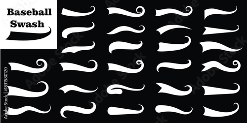 Swash and swooshes tails icon, Typography font curve tail, Text swooshes collection, Calligraphic swoosh tail set, Texting letters tail for lettering or baseball club
