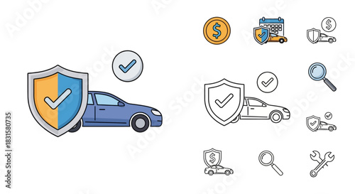 Auto insurance concept, car security and protection coverage plan