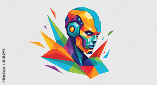 Abstract geometric portrait of a person with colorful design and modern style