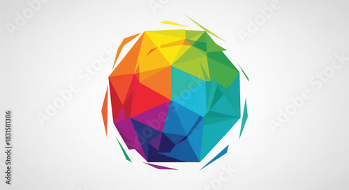 Abstract geometric shape colorful polygon illustration on white background