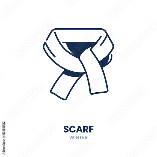 Scarf icon. winter, warm, knit, wool, clothing, accessory, cozy, fashion, cold, wrap. Vector Icon Illustration