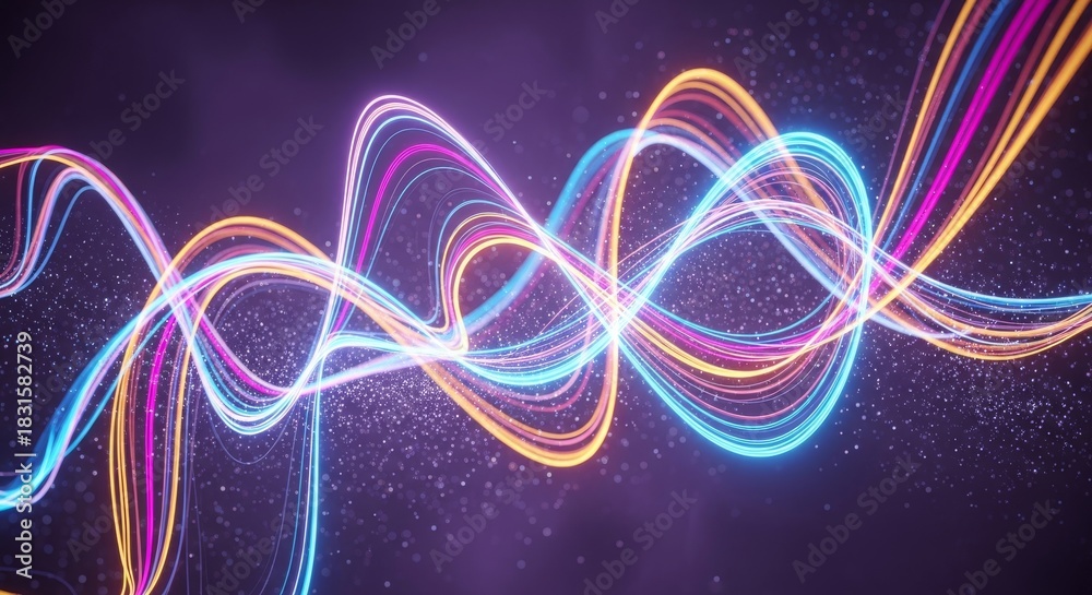 Fototapeta premium Colorful Light Waves Abstract Illustration on Dark Background