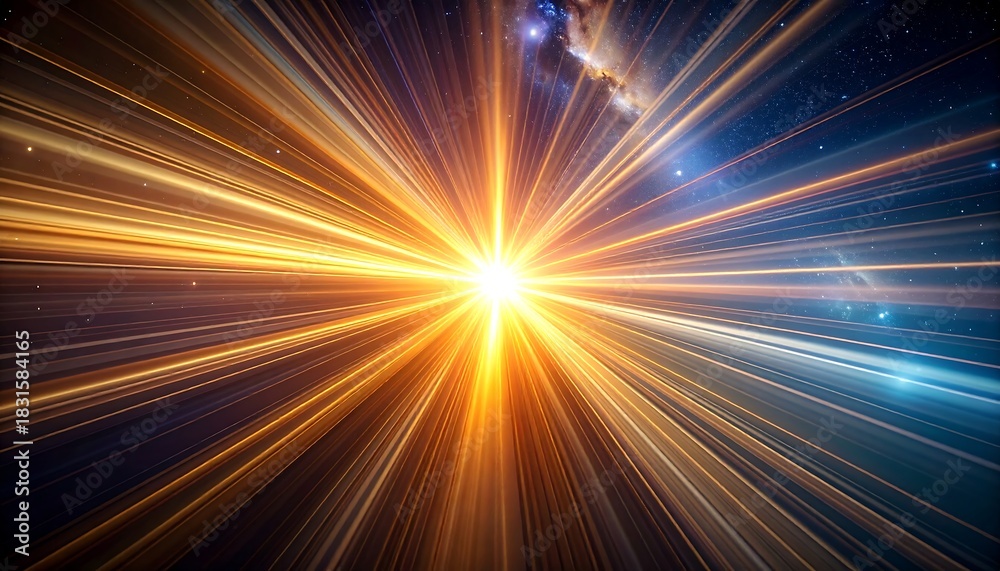 Fototapeta premium Intense burst of radiant light and energy streaking through space