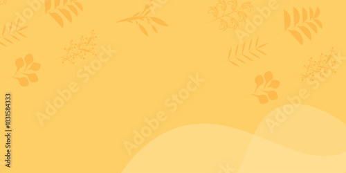 Yellow summer tropical background with tropical palm leaves. Minimal summer creative flat design. Vector illustration