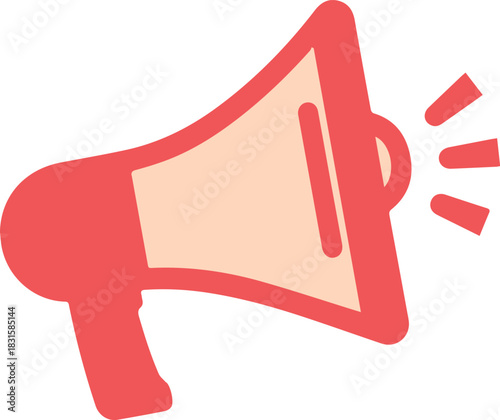 A pink megaphone with sound waves illustration