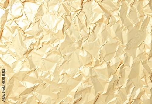 Subtle, crinkled beige foil texture with soft light reflections,  art,  texture