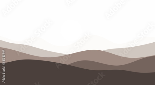 Abstract Brown Mountains, Curved Shapes, Landscape Layers, Nature Illustration, Graphic Design, creates a calming visual for backgrounds, websites and creative projects