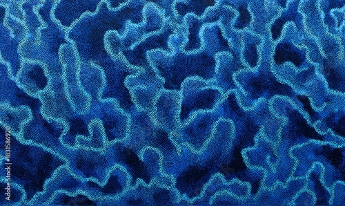 Fototapeta Naklejka Na Ścianę i Meble -  Growth Currents Pattern abstract lines work basic shapes bright blue contrast with dark deep blue coral reef