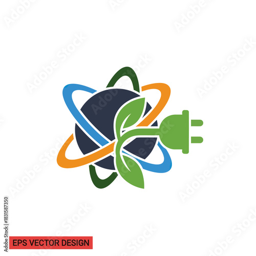 Eco-friendly energy concept with planet and electrical plug illustration.