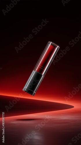 Glamorous Lipstick: An alluring lipstick stands gracefully, bathed in a captivating, sensual, bold red hue that reflects its vibrancy and elegance.
