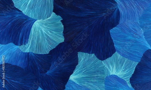 Fototapeta Naklejka Na Ścianę i Meble -  Growth Currents Pattern abstract lines work basic shapes bright blue contrast with dark deep blue coral reef