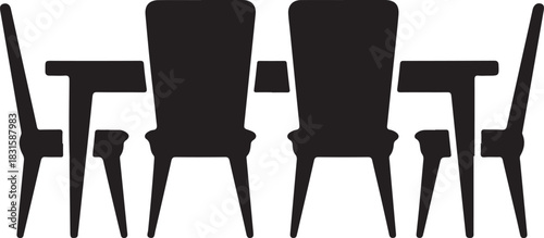 Silhouette of a dining table and chairs in a minimalist style