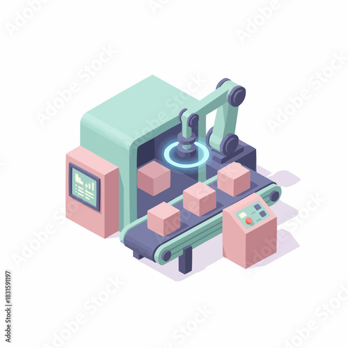 Wallpaper Mural Isometric 3D Robotic Arm Chemical Processing Unit Torontodigital.ca