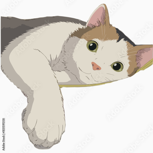 Cute black and white cartoon dog and cat pets vector illustration drawing of a happy domestic mammal puppy and kitten