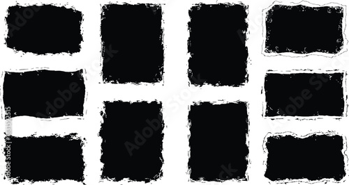 Mega bundle of different ink brush strokes:rectangle,square and round freehand drawings.Ink splatters,grungy painted lines,artistic design