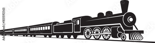 Classic steam locomotive pulling passenger train on tracks