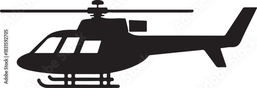 Silhouette of a helicopter with a rotor and tail boom
