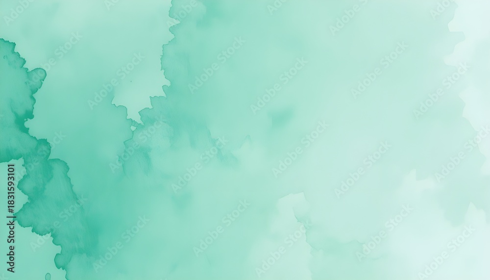 Obraz premium Mint Green Gradient Watercolor Background with Hand-Drawn Aquarelle Texture for Creative Design Projects