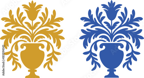 Elegant Floral Urn Motif Duo