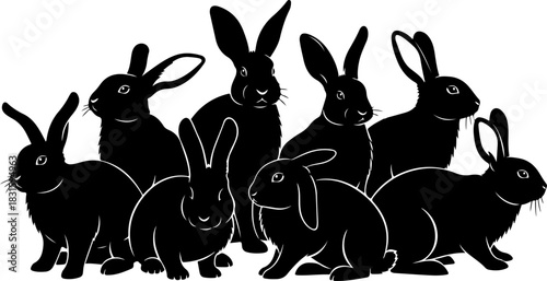 Rabbit Silhouette Bundle – Cute Bunny Vector Set