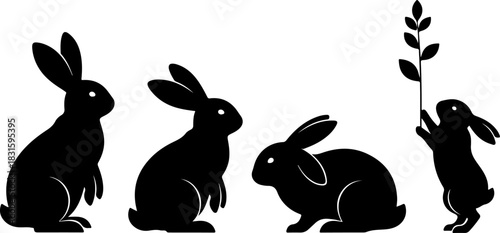 Rabbit Silhouette Bundle – Cute Bunny Vector Set