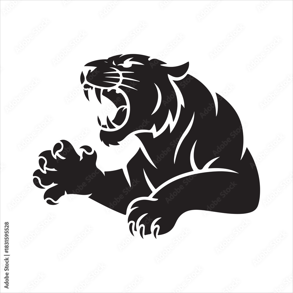 Obraz premium Roaring Tiger Silhouette Logo Vector Illustration