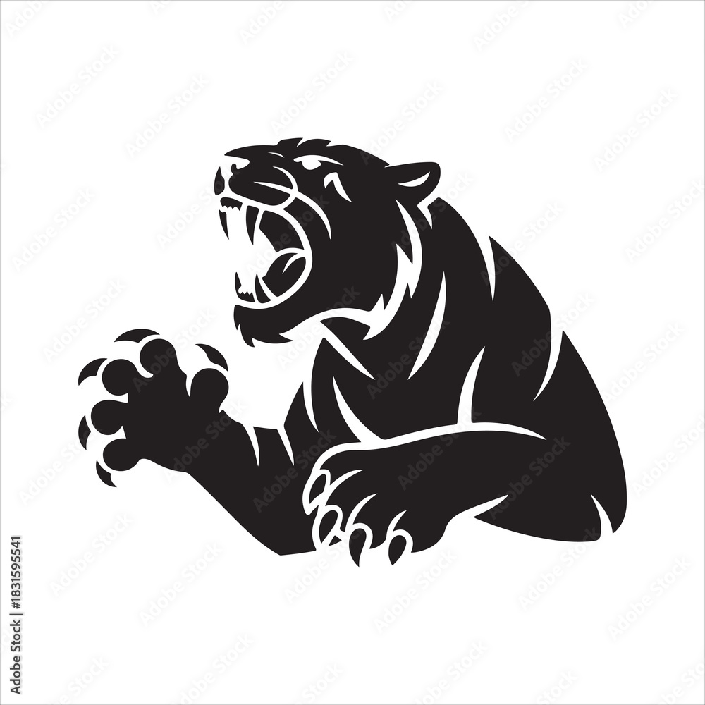 Obraz premium Roaring Tiger Silhouette Logo Vector Illustration