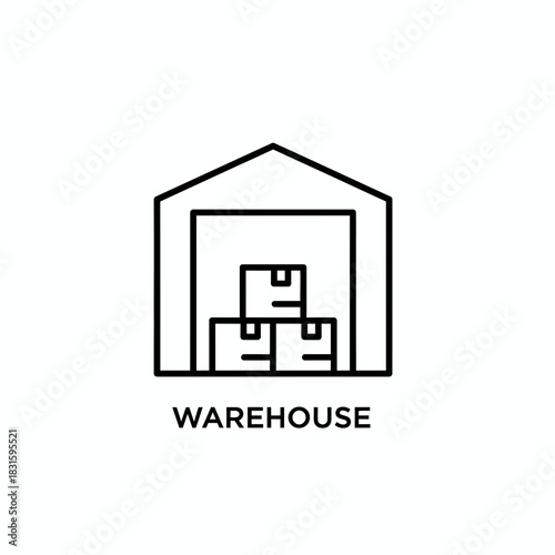 Warehouse Icon Simple outline of a storage facility for logistics and distribution - Vector Icon Illustration