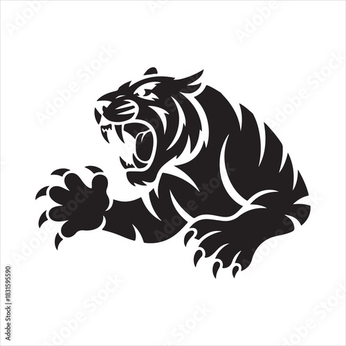 Roaring Tiger Silhouette Logo Vector Illustration