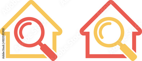 Real estate property search and home inspection icon set